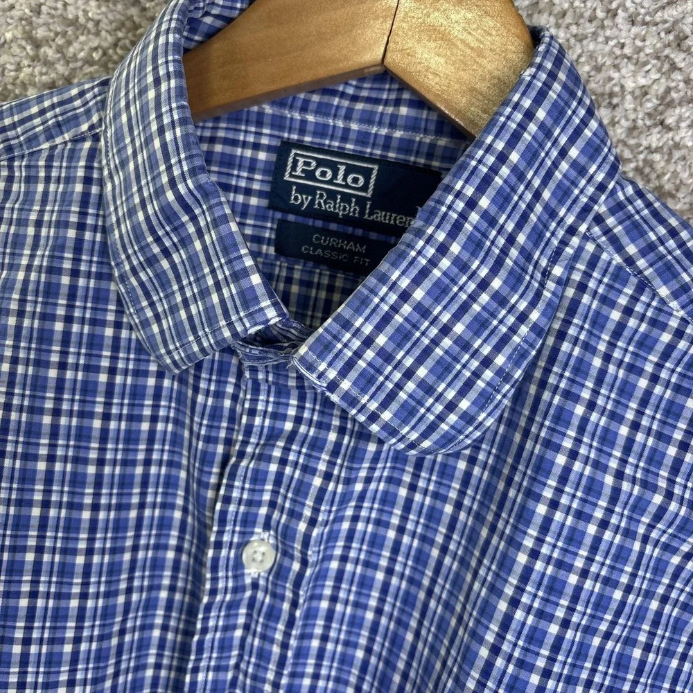 Vintage Polo Ralph‎ Lauren Shirt Mens Large Blue Long Sleeve Durham Classic Fit